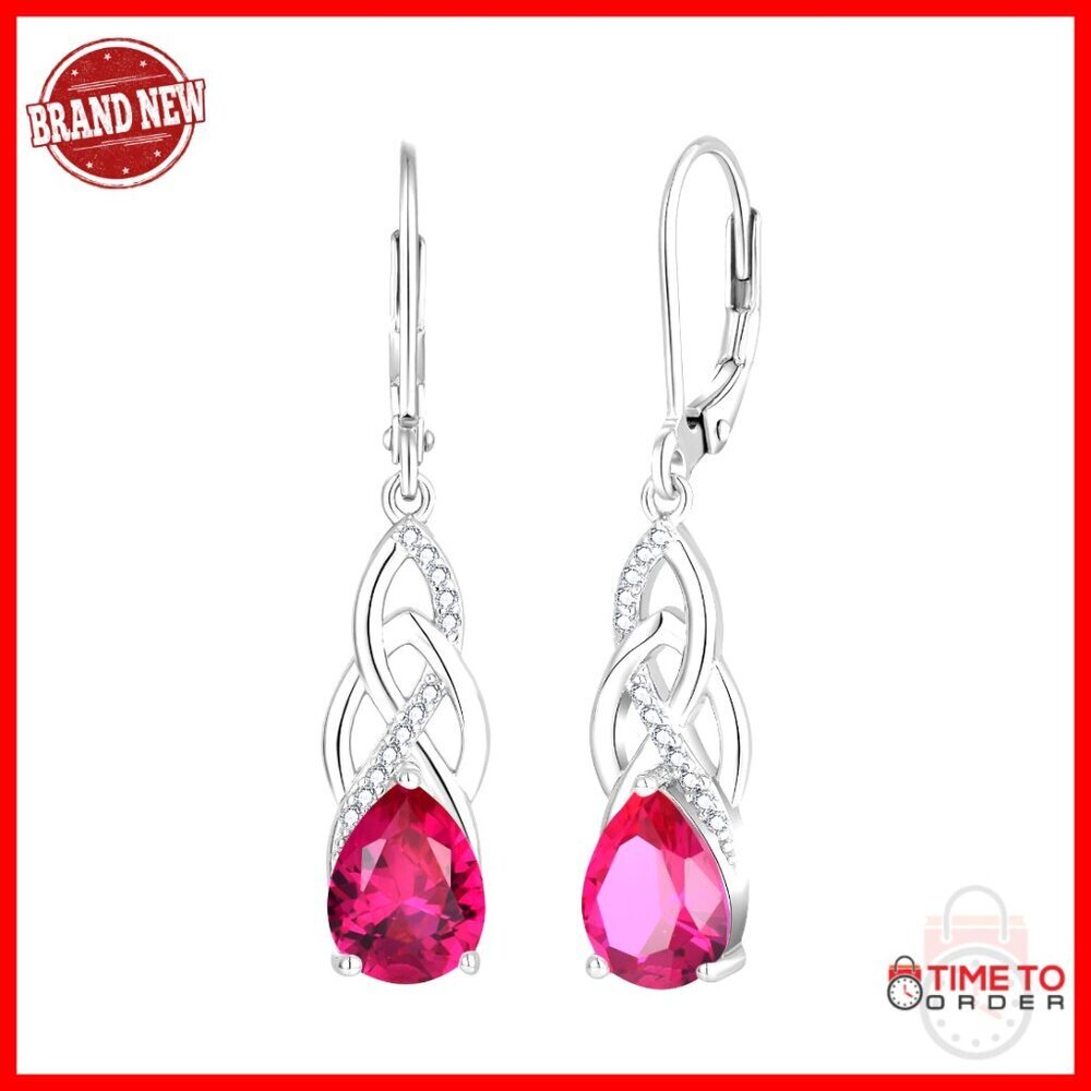 Sterling Silver Celtic Knot Drop Earrings with Cubic Zirconia